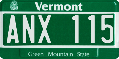 VT license plate ANX115