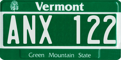 VT license plate ANX122