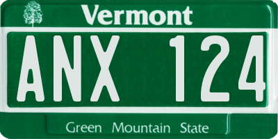 VT license plate ANX124