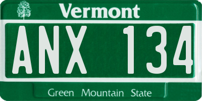VT license plate ANX134