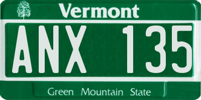 VT license plate ANX135