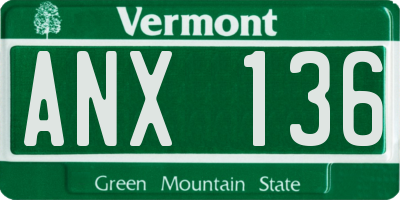 VT license plate ANX136