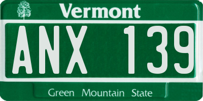 VT license plate ANX139