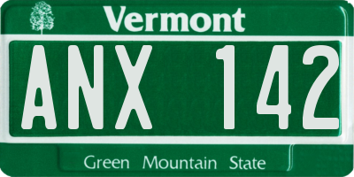 VT license plate ANX142