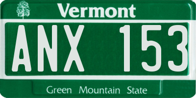 VT license plate ANX153