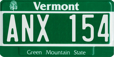 VT license plate ANX154