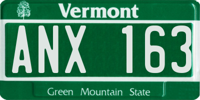 VT license plate ANX163