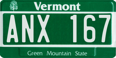 VT license plate ANX167