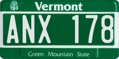 VT license plate ANX178