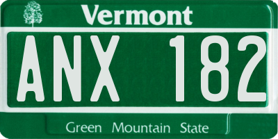 VT license plate ANX182