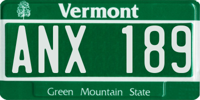 VT license plate ANX189