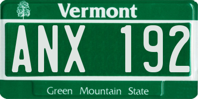 VT license plate ANX192