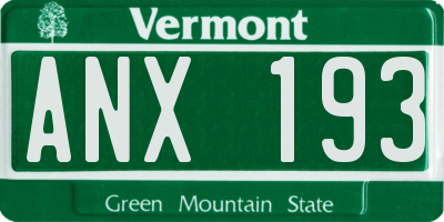 VT license plate ANX193