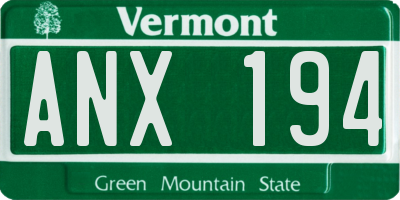 VT license plate ANX194