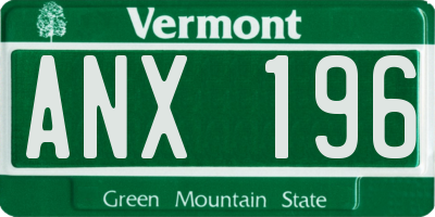 VT license plate ANX196