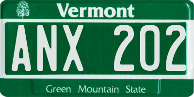VT license plate ANX202