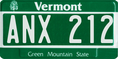 VT license plate ANX212