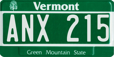 VT license plate ANX215