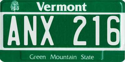 VT license plate ANX216