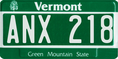 VT license plate ANX218