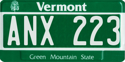VT license plate ANX223