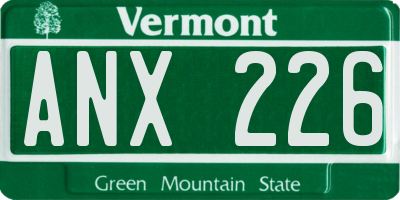 VT license plate ANX226
