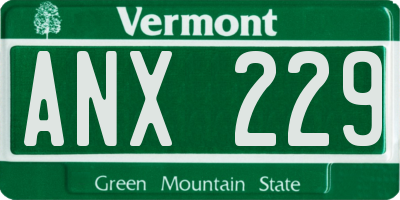 VT license plate ANX229