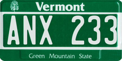 VT license plate ANX233
