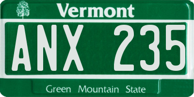 VT license plate ANX235