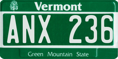 VT license plate ANX236