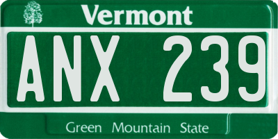 VT license plate ANX239