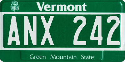 VT license plate ANX242