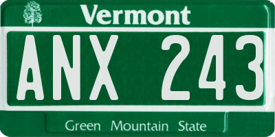 VT license plate ANX243