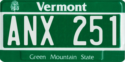 VT license plate ANX251