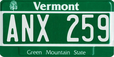 VT license plate ANX259
