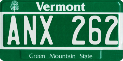 VT license plate ANX262
