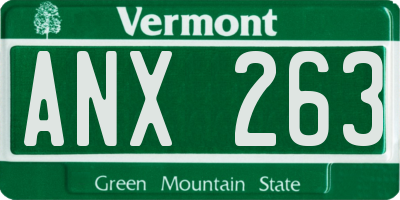 VT license plate ANX263