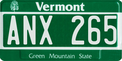 VT license plate ANX265