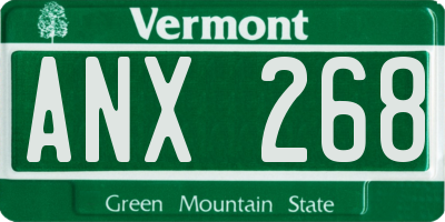 VT license plate ANX268