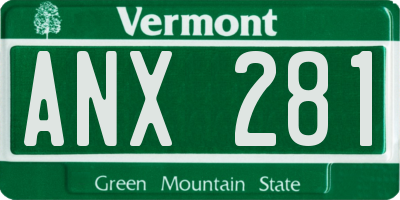 VT license plate ANX281