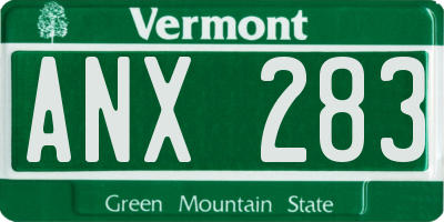 VT license plate ANX283