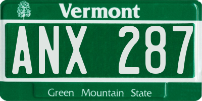 VT license plate ANX287