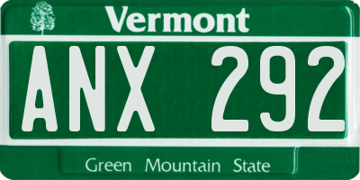 VT license plate ANX292