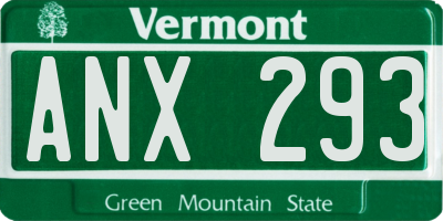 VT license plate ANX293