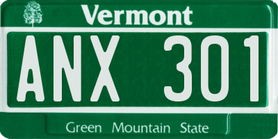 VT license plate ANX301