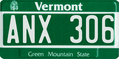 VT license plate ANX306
