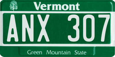VT license plate ANX307