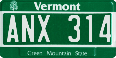 VT license plate ANX314
