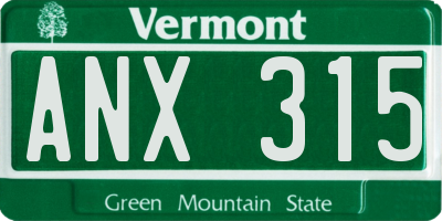 VT license plate ANX315