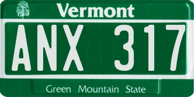 VT license plate ANX317